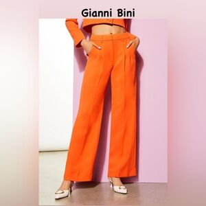 Gianni Bini Hartley Crepe Pleated Straight Wide Leg Coordinating Pants Size 0
